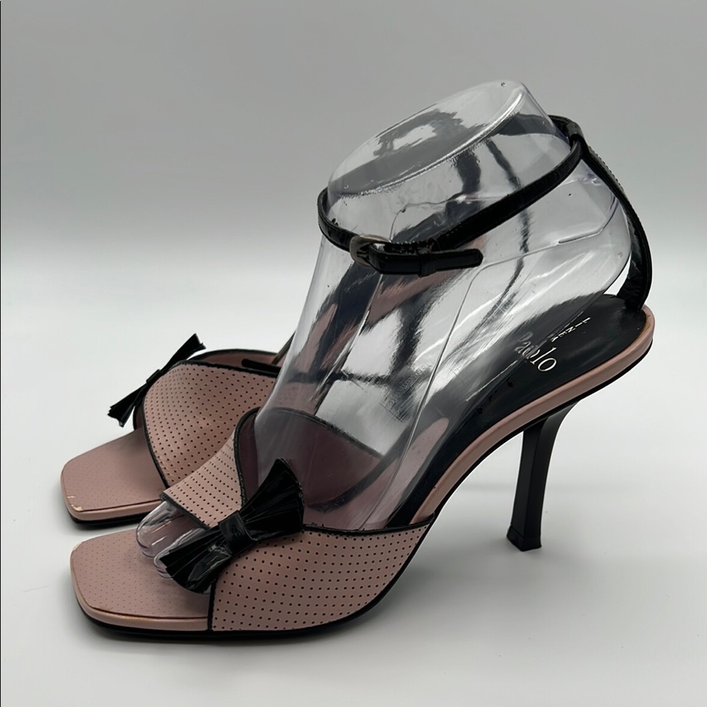 Nine West Black and Pink High-Heeled Sandals